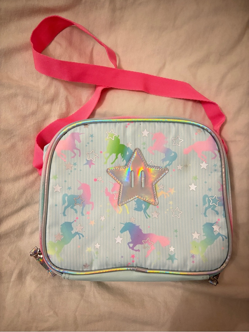 Kids Unicorn Star lunch bag with adjustable strap - NWOT